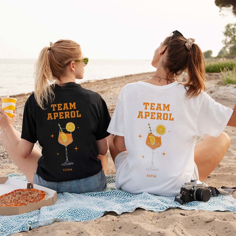 Maglietta Personalizzata con Illustrazione Aperol Spritz e Testo