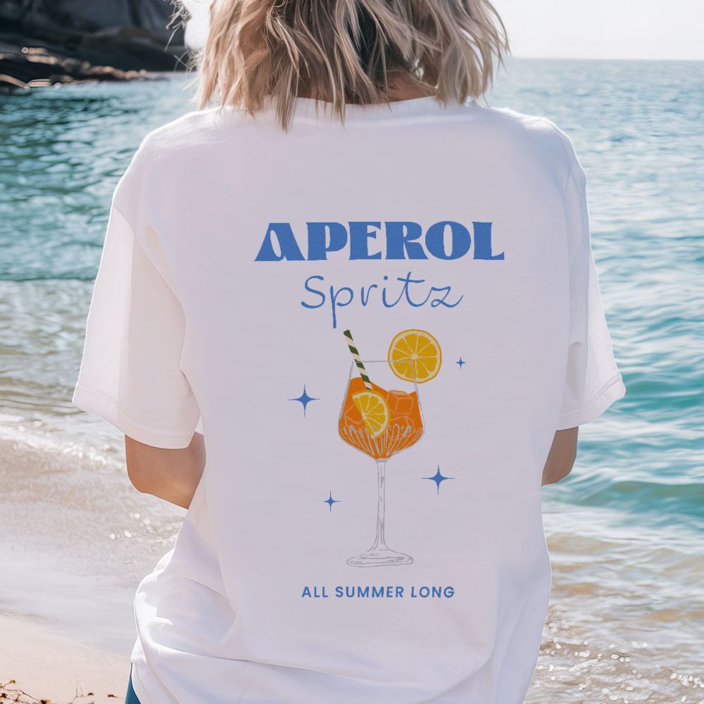 Maglietta Personalizzata con Illustrazione Aperol Spritz e Testo