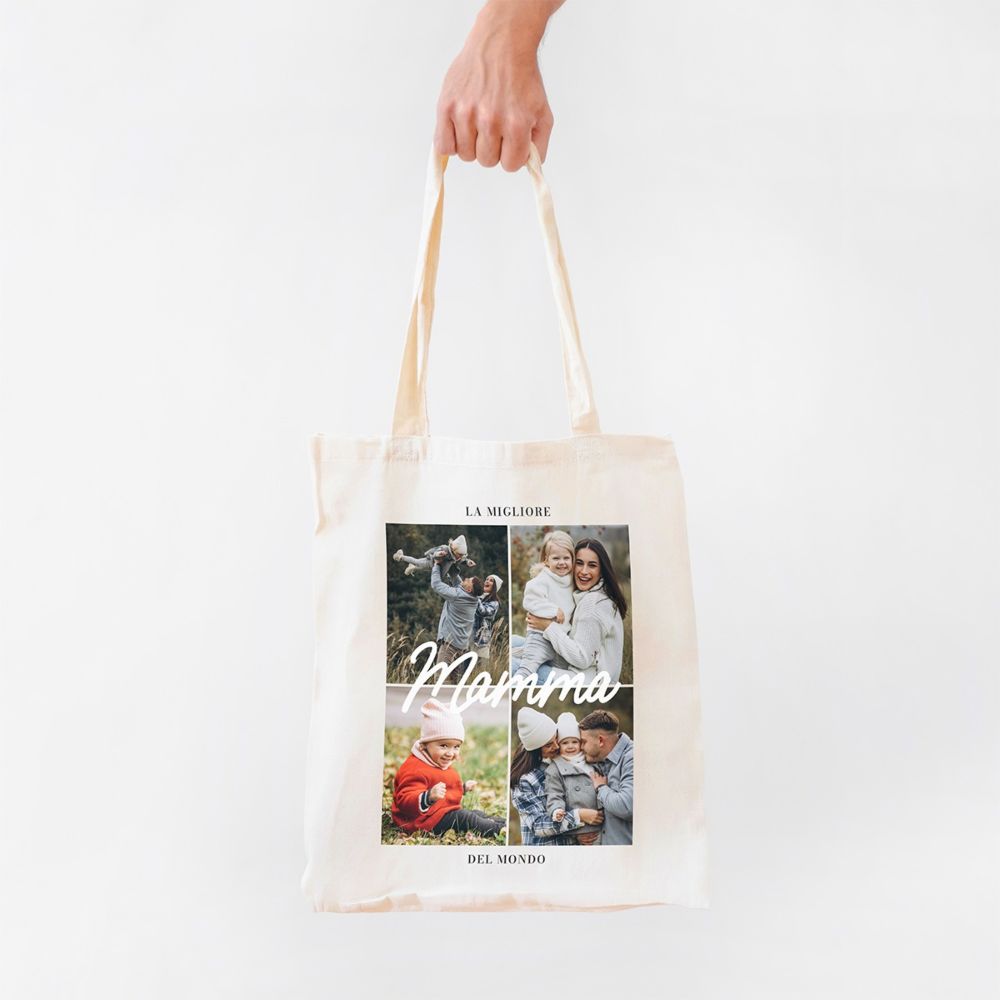 Borsa Personalizzata Shopper con 4 foto e Testo