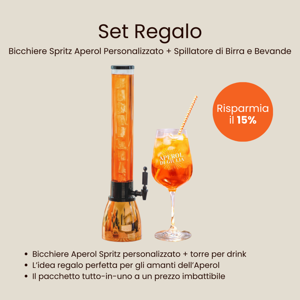 Set regalo bicchiere Aperol e torre per bevande