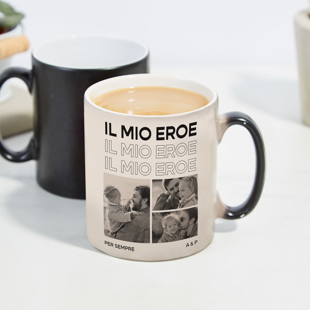 Personalisierbare Tasse mit Schwarz Weiß Fotos und Text