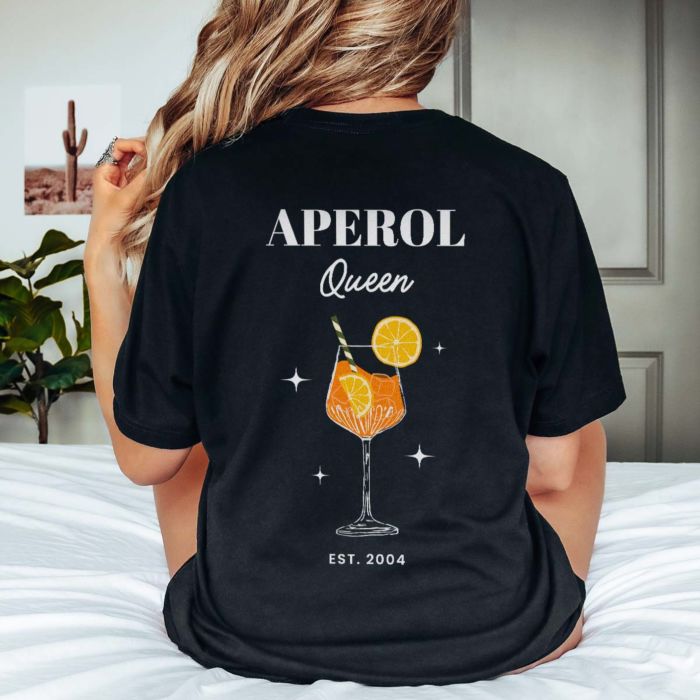 Maglietta Personalizzata con Illustrazione Aperol Spritz e Testo