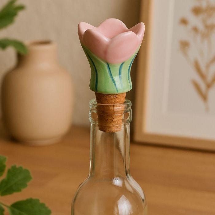 Tappo in Sughero con Fiore in Ceramica