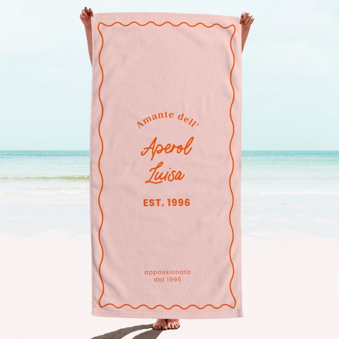 Telo Mare Personalizzato con Sfondo colorato e Testo 