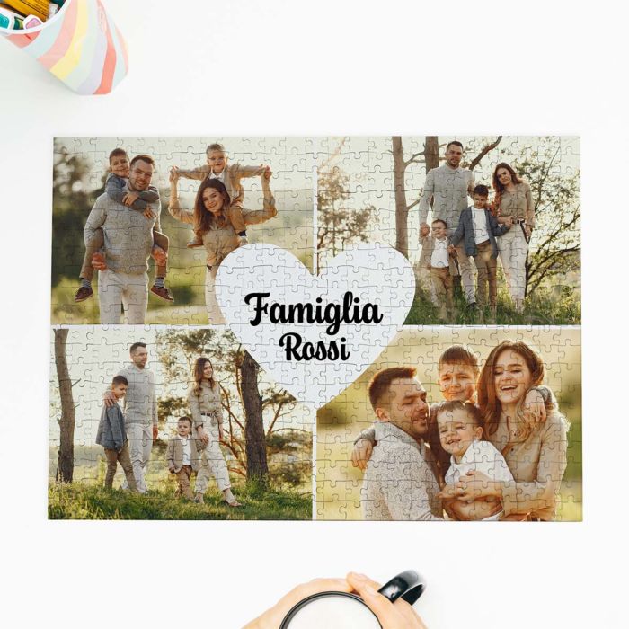 Puzzle Personalizzato con 4 Foto e Testo