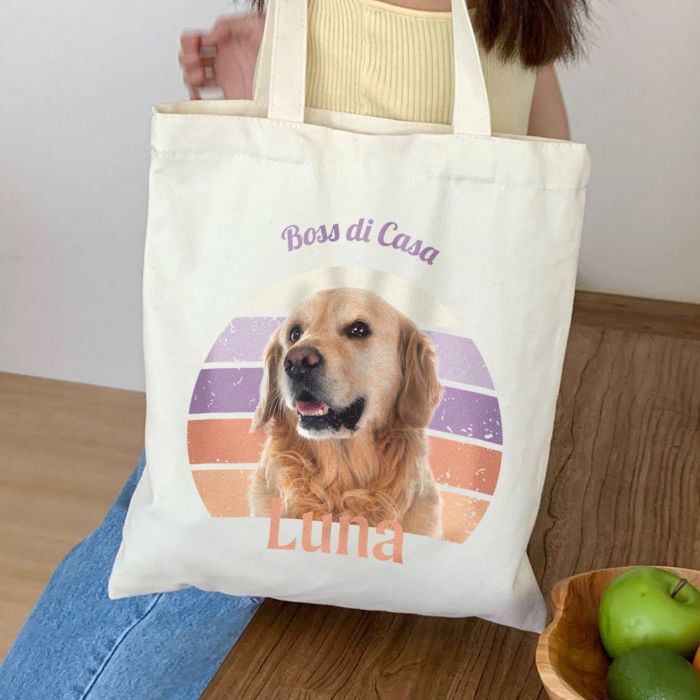 Borsa Personalizzata Tote Bag Retrò con Animale Domestico