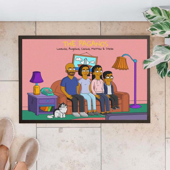 Zerbino Personalizzato con Illustrazione Famiglia di Cartoni Animati