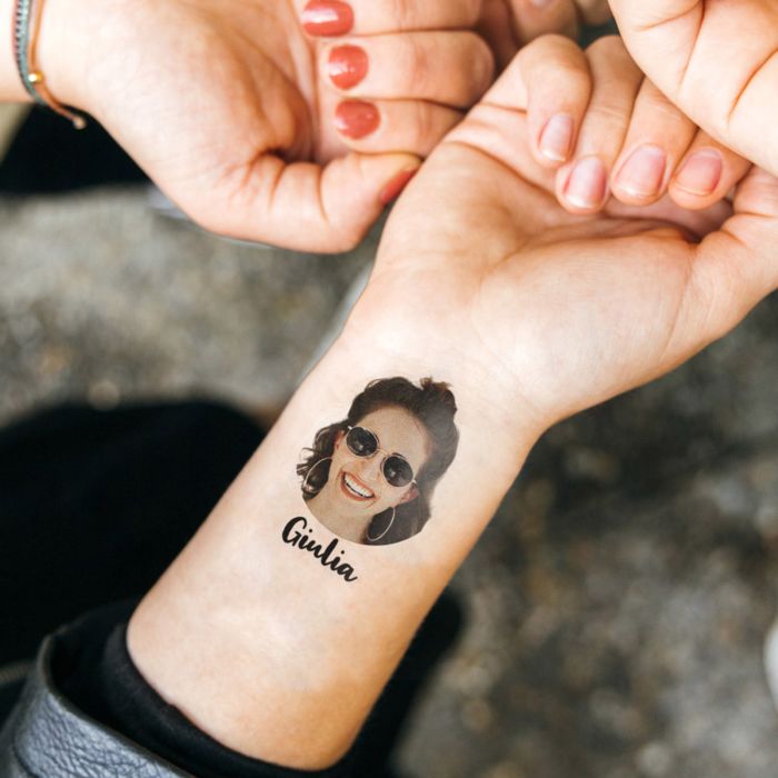 Set di 6 Tatuaggi Personalizzati con Faccia e Testo