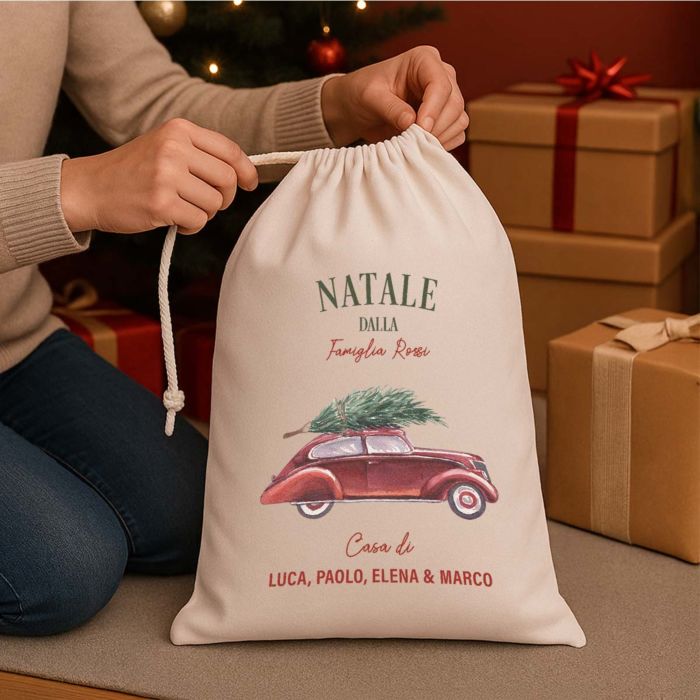 Sacco di Babbo Natale Personalizzato con Illustrazione