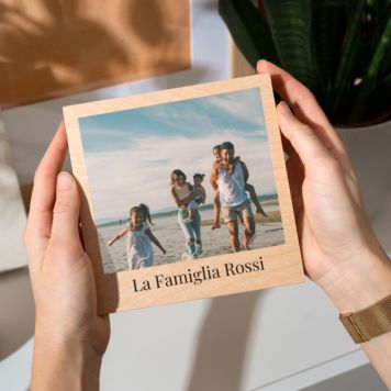 Stampa su Legno Quadrato con Foto e Testo